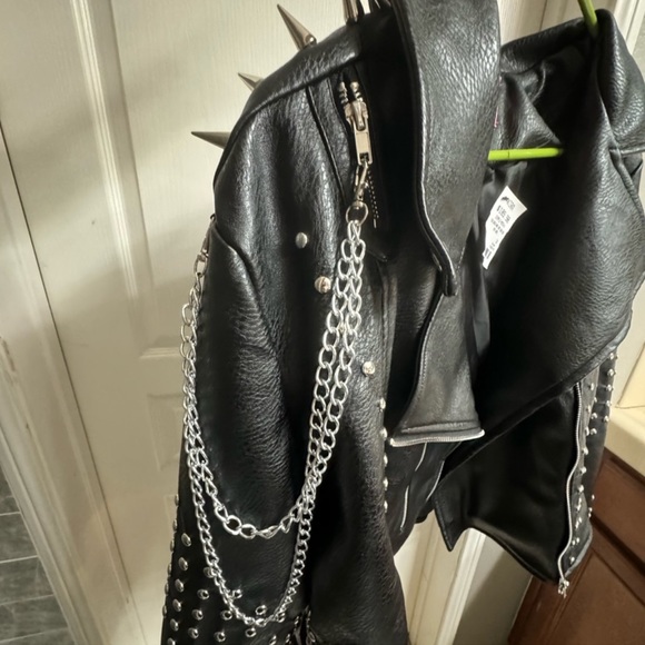 Akira Azalea Wang Simple Chain Stud Moto Jacket Faux Leather 1x plus - Picture 9 of 10